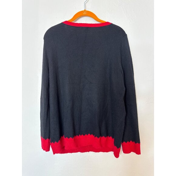 Talbots Holiday Christmas Polar Bear Black Red Round Neck Sweater Size 1X Petite - Picture 6 of 6